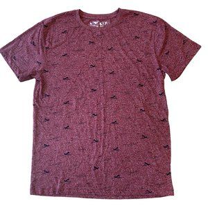 Knicker Bocker Heather Maroon Ocean Jaws Shark Novelty Print Graphic T-Shirt-L